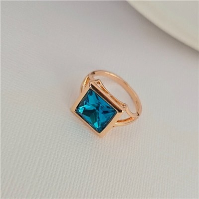 Кольцо 17 р ювелирная бижутерия коллекция "Дубай", покрытие позолота, вставка: фианит, цвет: голубой, арт.414.113-17