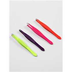 Пинцет скошенный, узкий, 9 см, МИКС