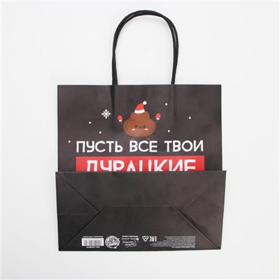 Пакет подарочный новогодний «Пусть мечты сбудутся», 22×22×11 см