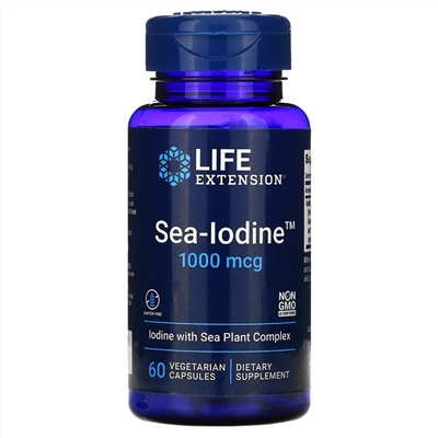 Life Extension, Sea-Iodine, 1000 мкг, 60 вегетарианских капсул