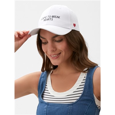 Кепка женская с вышивкой MIST Hearts, белая, размер 56-58