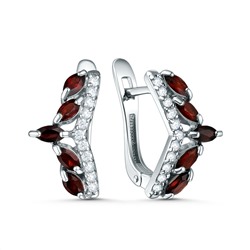 Кольцо из серебра с гранатом и фианитами родированное 1-211р404