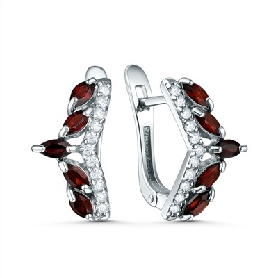 Кольцо из серебра с гранатом и фианитами родированное 1-211р404