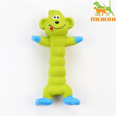 Игрушка для собак «Обезьянка», 21 см, пищащая, латекс, зелёная