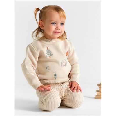 Костюм вязаный детский «Крошка Я. Новогодние игрушки», рост 86-92 см, бежевый