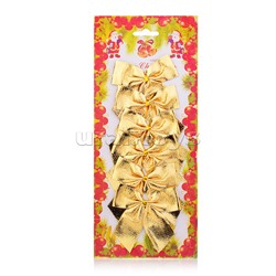 Новогоднее украшение "Бантики" золотистые (6шт.* 8см.)