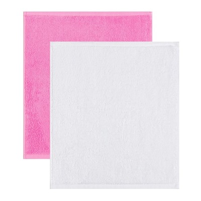 Салфетки махровые декоративные «Этель» Tropic, 4 шт., 30×30 см, хлопок 100%, розовые/белые