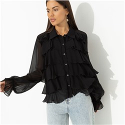 Блуза с объемным декором, Гипнотический стиль (черная)