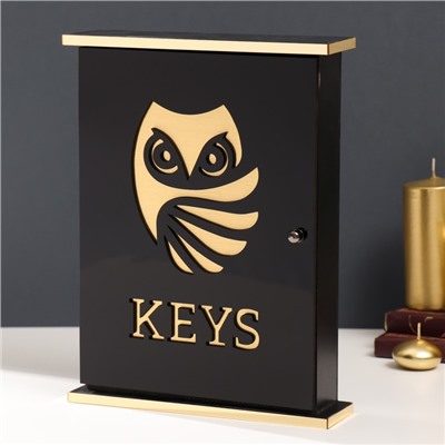 Ключница настенная «Филин», дерево, чёрная, зеркальная 6×22.3×29.5 см