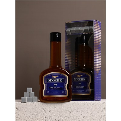 Подарочный набор косметики «Мужик», гель для душа во флаконе коньяка 250 мл и мыло для рук, HARD LINE