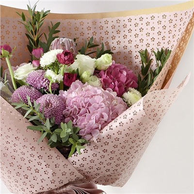 Фетр ламинированный с перфорацией «Цветочки», сиреневый, 57 см × 5 м