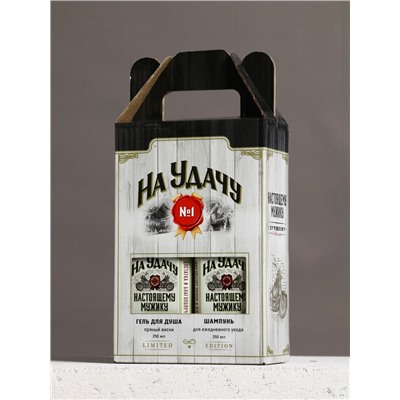 Подарочный набор «На удачу»: гель для душа и шампунь для волос виски, 2×250 мл, Чистое счастье