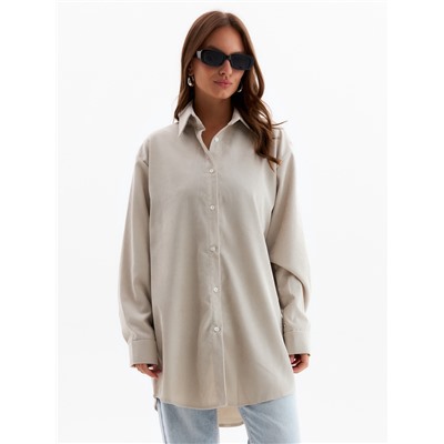 Рубашка женская MINAKU: Velvet Collection, размер 46, серо-бежевая