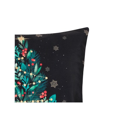 Наволочка декоративная новогодняя «Этель. Ёлочка», 40×40 см, велюр, чёрная