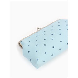 Косметичка на фермуаре, маленькая, с принтом, голубая