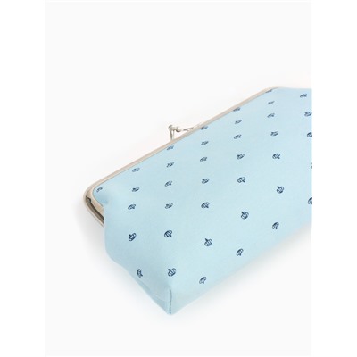 Косметичка на фермуаре, маленькая, с принтом, голубая