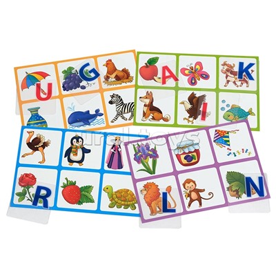 Пластиковое лото для малышей (нов) 5+ Английская азбука. English. Подбираем буквы, учим слова