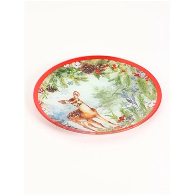 Тарелка новогодняя плоская «Лесная сказка», d=20 см