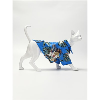 Рубашка для собак «Тропики», размер L, ДС 28, ОГ 36, ОШ 26 см, голубая