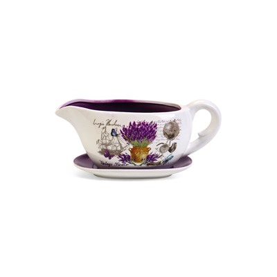 Горшок для цветов в форме кувшина «Агнес: лаванда» керамический, с поддоном, 1.1 л, 25×11×11 см, бело-фиолетовый