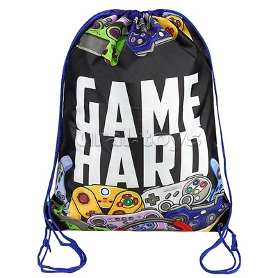 Мешок для сменной обуви, 1 отделение, "Атрибуты геймеров -1"  уплотненный, двойной шнурок