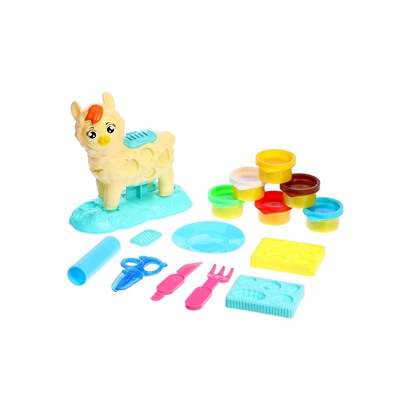 Набор для игры с мягким пластилином «Милая Лама», 6 баночек с массой для лепки, 2 формы