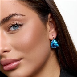 Серьги с кристаллом под Swarovski ювелирная бижутерия коллекция "Дубай" покрытие посеребрение, вставка: стекло, цвет: голубой, арт.414.578