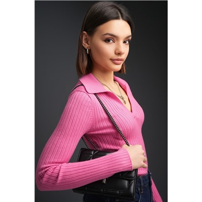 Женский джемпер лапша с воротником поло Happyfox