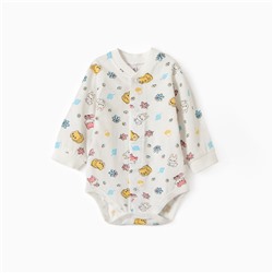 Боди детское с длинным рукавом, цвет экру/ЗВЕРИ, рост 68-74 см