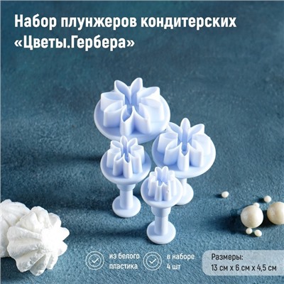 Набор плунжеров кондитерских Доляна «Цветы. Гербера», 4 шт., d=2/2.7/3.8/4.1 см