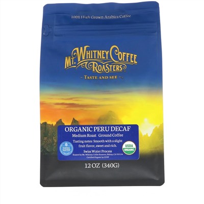 Mt. Whitney Coffee Roasters, Органический кофе из Перу без кофеина, средней обжарки, молотый, 340 г (12 унций)