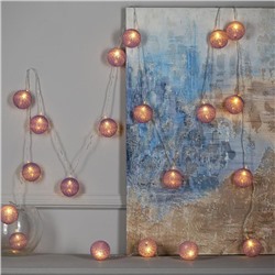 УЦЕНКА Гирлянда «Нить» 5 м с насадками «Клубки фиолетовые», IP20, прозрачная нить, 20 LED, свечение тёплое белое, 220 В