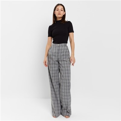 Брюки женские MINAKU: Classic, серые в клетку, размер 46