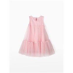 Платье нарядное для девочки MINAKU: PartyDress, рост 128-134 см, однотонное, розовое