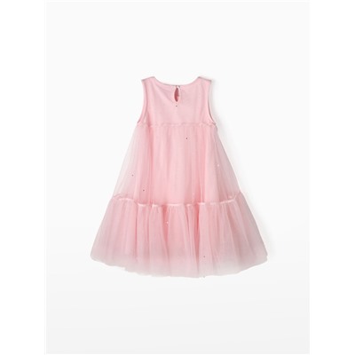 Платье нарядное для девочки MINAKU: PartyDress, рост 128-134 см, однотонное, розовое