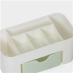 Подставка - органайзер для канцелярии «Эргономика», 21×10.5×10 см, 6 секций, белый/зелёный