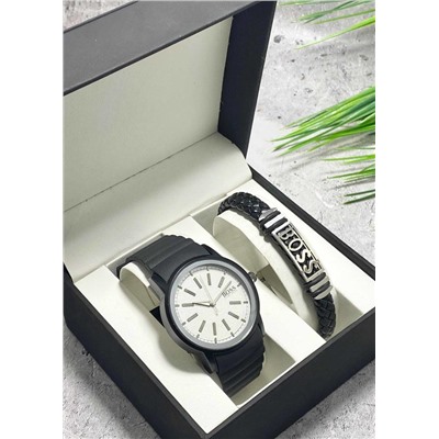 Подарочный набор для мужчины часы и браслет + коробка #22853351