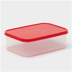 Контейнер для хранения еды Доляна, пищевой 1.2 л, пластик, прозрачный, крышка красная