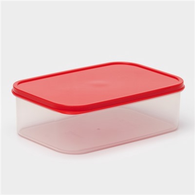 Контейнер для хранения еды Доляна, пищевой 1.2 л, пластик, прозрачный, крышка красная