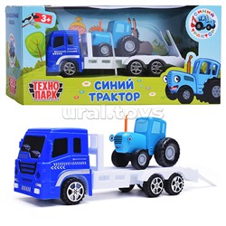 Машина металл "Синий трактор" с автоперевозчиком 7,5 см, синий