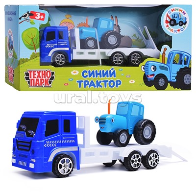 Машина металл "Синий трактор" с автоперевозчиком 7,5 см, синий