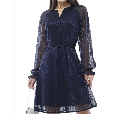 Платье темно-синее из гипюра