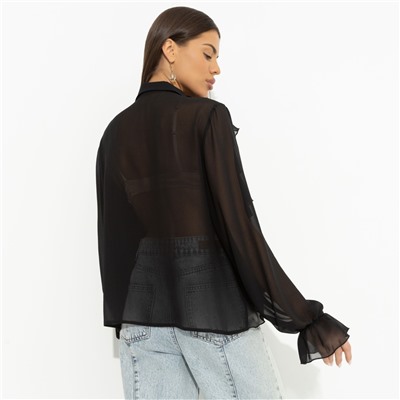 Блуза с объемным декором, Гипнотический стиль (черная)