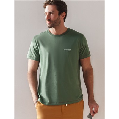 Футболка полуприлегающего кроя с принтом из премиального хлопка