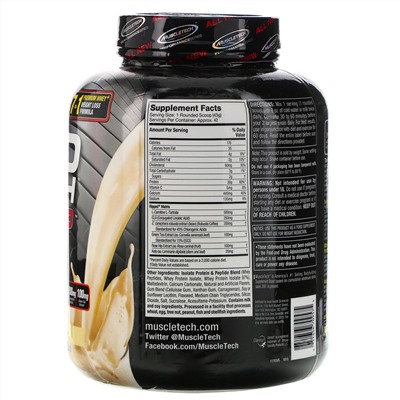 Muscletech, Nitro Tech Ripped, чистый протеин + формула для похудения, французская ваниль, 1,81 кг (4 фунта)