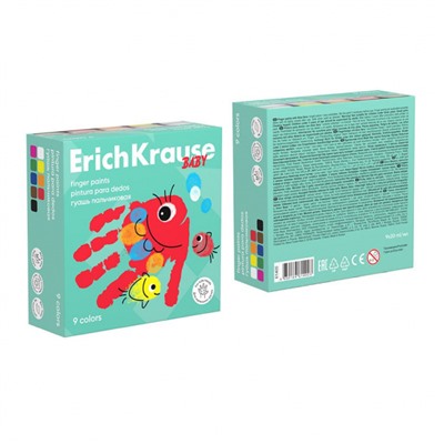 Краски пальчиковые 9цв 20 мл Baby с Алоэ Вера 61400 ErichKrause