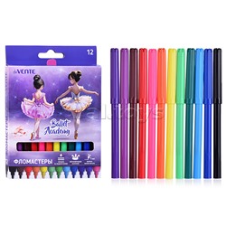 Фломастеры 12цв. "Ballet Academy" с вентилируемым колпачком, в картонной коробке с подвесом