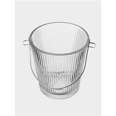 Ведро для льда «Риф», 900 мл, 15.5×14×13.5 см, с щипцами, стекло, прозрачное