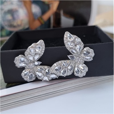 Серьги "Бабочка" крупные, цвет серебристый арт.706.485