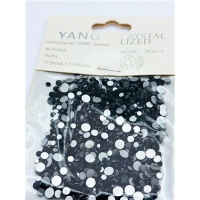 Nail Art Стразы для декора ногтей, микс (6#,8#,10#,12#,16#,20#), черный, 1440 шт./уп. 10054